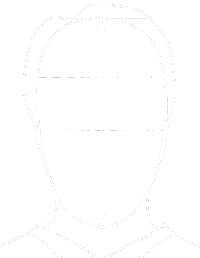 VERID biometric mask: head height, eye band and face outline drawn as an overlay.