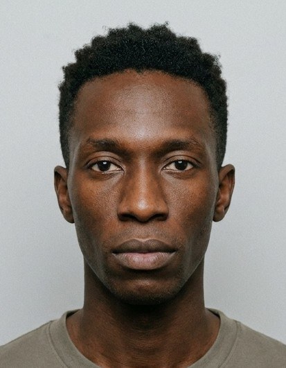 Biometrically cropped ID photo of a young man with a narrow face.