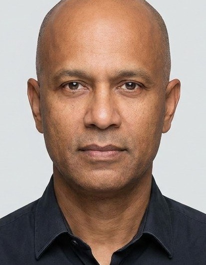 Biometrically cropped ID photo of a bald man.